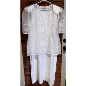 DonnAvinci White 2-Piece Dress & Embroidered Jacket Set Size 18‎